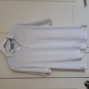 Ashworth Classic White Blue Orange Striped Golf Polo Size Large